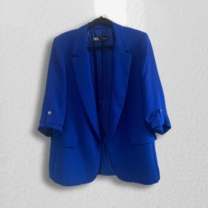 ZARA - Women’s Tuxedo-Style Blazer, Cobalt Blue